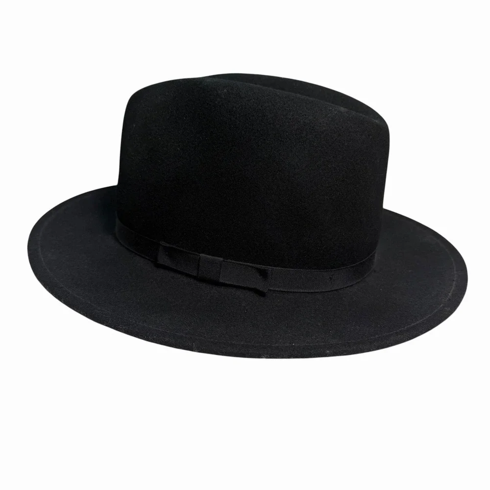 Country Gentleman Lite Felt Fedora Hat Medium Black 100% Wool Water Repellent
